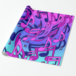 Beautiful Music Living Notes Pink Lila Blue Aqua Geschenkpapier
