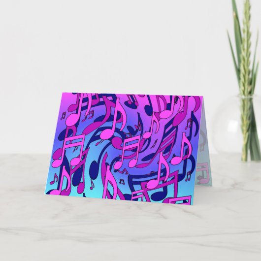 Beautiful Music Living Notes Pink Lila Blue Aqua Karte (Vorderseite)