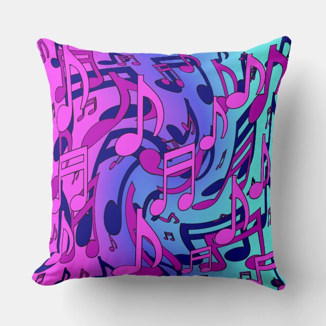 Beautiful Music Living Notes Pink Lila Blue Aqua Kissen (Vorderseite)
