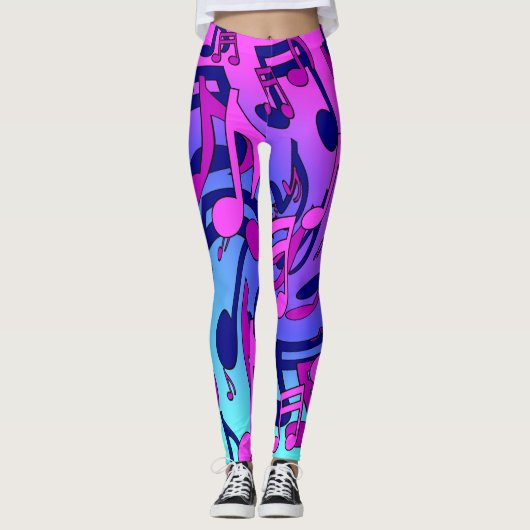 Beautiful Music Living Notes Pink Lila Blue Aqua Leggings (Vorderseite)