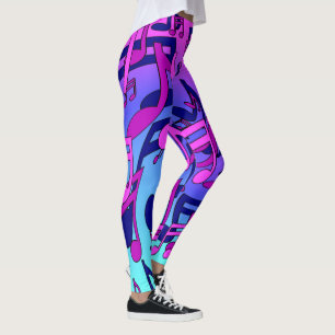 Beautiful Music Living Notes Pink Lila Blue Aqua Leggings