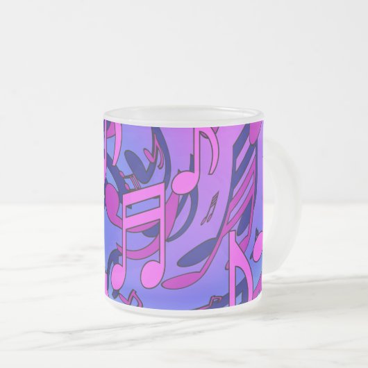 Beautiful Music Pink Lila Blue Living Pattern Mattglastasse (VorderseiteRechts)