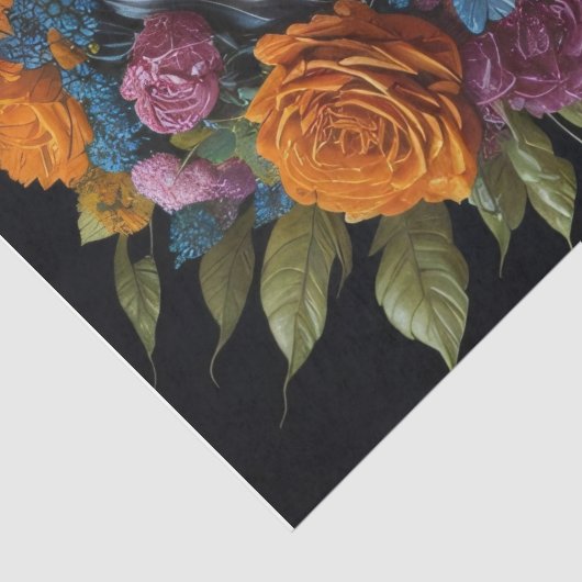 Beautiful mysterious black haired flower woman seidenpapier (Detail)