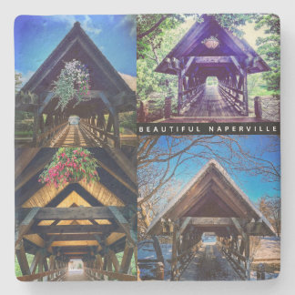 Beautiful Naperville - Covered Bridge Szenen Steinuntersetzer