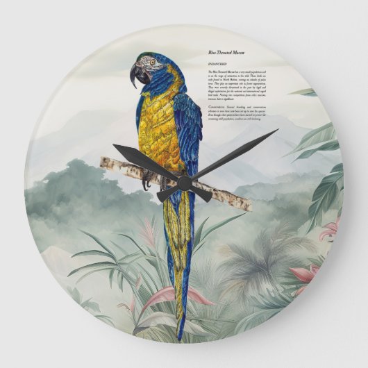 Beautiful nature inspired Endangered Macaw Große Wanduhr (Vorderseite)