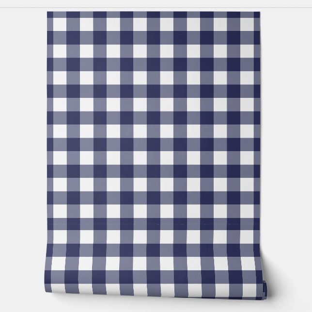 Beautiful Navy Gingham Check Green Buffalo Plaid Tapete (Abrollen)