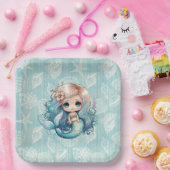 Beautiful Niedlich Blond Mermaid Geburtstag Pappteller (Party)