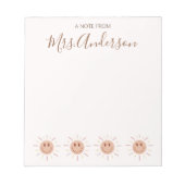 Beautiful Niedlich Boho Sun Lehrer Wertschätzung Notizblock (Vorderseite)