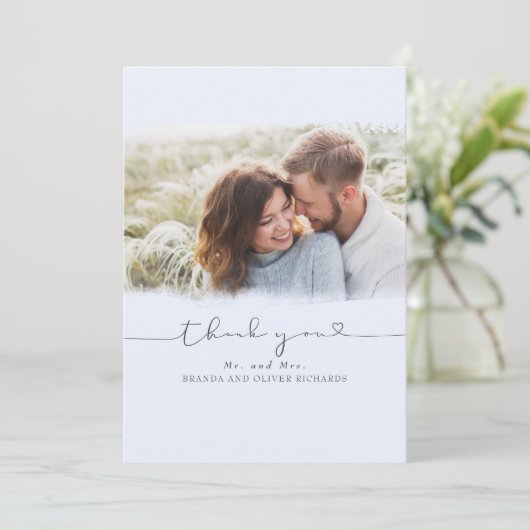 Beautiful Niedlich Dusty Blue Wedding Danke Ihnen (Stehend Vorderseite)