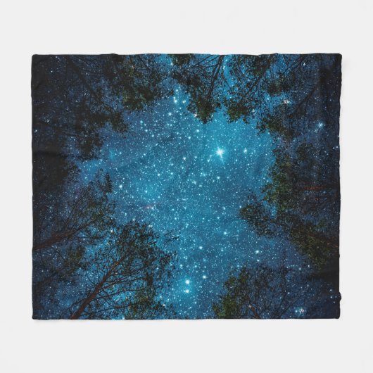 Beautiful night sky, Milky Way and the trees. Fleecedecke (Vorderseite (Horizontal))