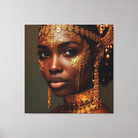 Beautiful Nubian Goddess in Gold Leinwanddruck (Vorderseite)