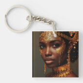 Beautiful Nubian Goddess in Gold Schlüsselanhänger (Vorderseite)