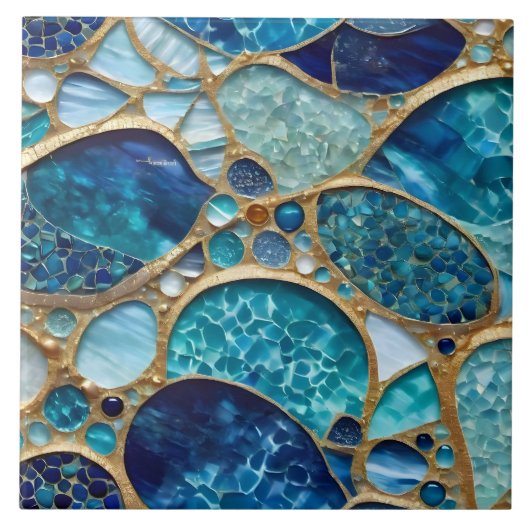 Beautiful Ocean Blue Gold Collection Fliese (Vorderseite)