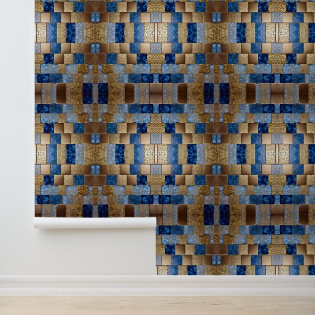 Beautiful Ocean Blue Gold Populäre Kollektion Tapete (Anwendung)