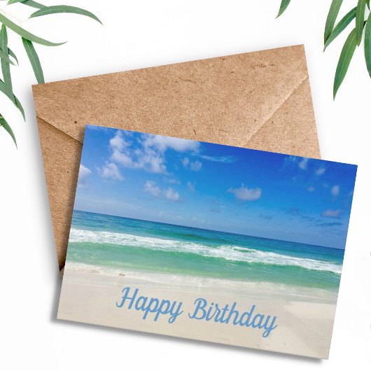 Beautiful Ocean Foto Custom Beach Happy Birthday Karte