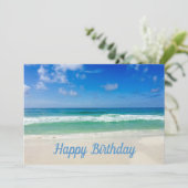 Beautiful Ocean Foto Custom Beach Happy Birthday Karte (Stehend Vorderseite)