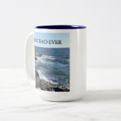 Beautiful Ocean Photo Best Dad Ever Seashore Zweifarbige Tasse (Vorderseite Links)