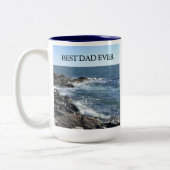 Beautiful Ocean Photo Best Dad Ever Seashore Zweifarbige Tasse (Links)