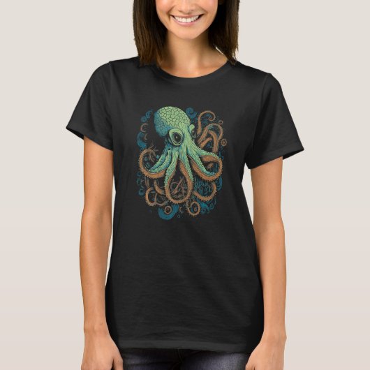 Beautiful Octopus Ocean Animal Artistic Graphic T-Shirt (Vorderseite)