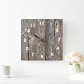 Beautiful Old Wood looking Clock with white Anchor Quadratische Wanduhr (Zuhause)