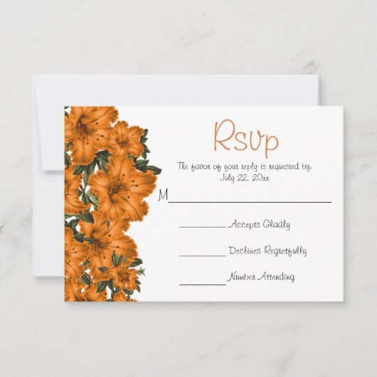 Beautiful Orange Blume Lilies - Wedding RSVP Karte (Vorderseite)