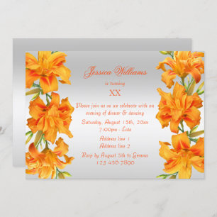 Beautiful Orange Lilies Floral Geburtstag Einladung