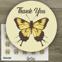 Beautiful Orange Minimalistisch Butterfly Vielen D Runder Aufkleber