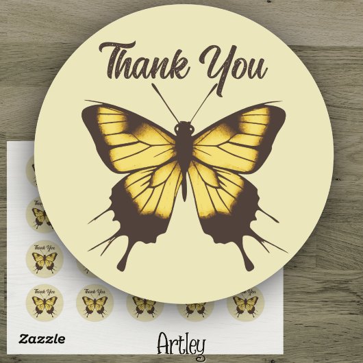 Beautiful Orange Minimalistisch Butterfly Vielen D Runder Aufkleber