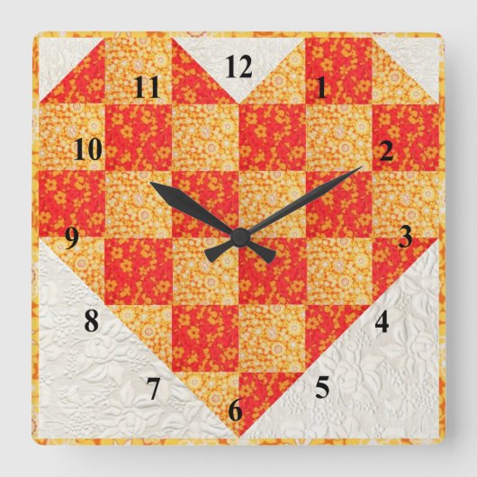 Beautiful Orange Quilted Look Quadratische Wanduhr (Vorderseite)