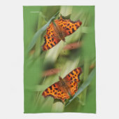 Beautiful Orange Satyr Comma Butterfly Küchentuch (Vertikal)