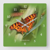Beautiful Orange Satyr Comma Butterfly Quadratische Wanduhr (Vorderseite)