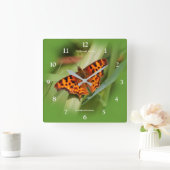 Beautiful Orange Satyr Comma Butterfly Quadratische Wanduhr (Zuhause)