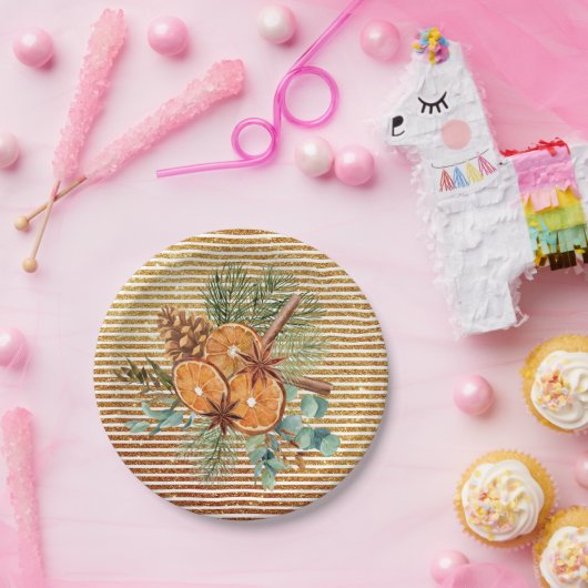 Beautiful Orange Slice Pine Bouquet Weihnachten Pappteller (Party)