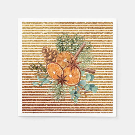 Beautiful Orange Slice Pine Bouquet Weihnachten Serviette (Vorderseite)
