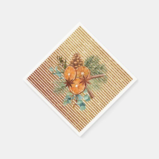 Beautiful Orange Slice Pine Bouquet Weihnachten Serviette (Ecke)