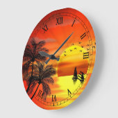 beautiful orange sunset art große wanduhr (Winkel)