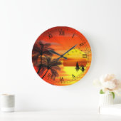 beautiful orange sunset art große wanduhr (Zuhause)