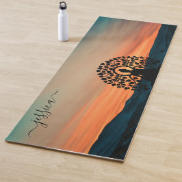 Beautiful Orange Sunset Buddha Individuelle Name Yogamatte