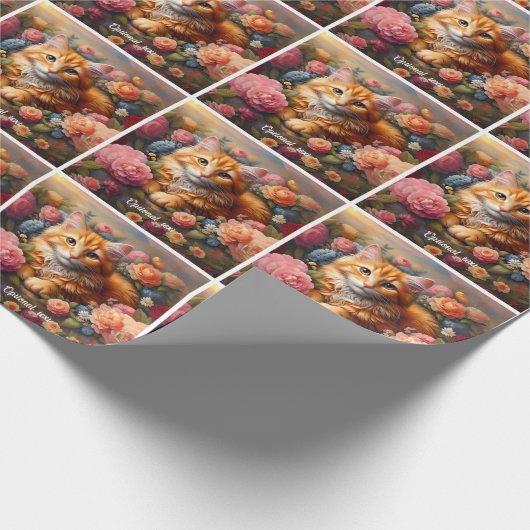 Beautiful Orange Tabby Cat und Blume Geschenkpapier (Ecke)