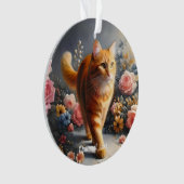 Beautiful Orange Tabby Cat und Blume Ornament (Vorderseite)