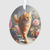 Beautiful Orange Tabby Cat und Blume Ornament (Vorderseite)
