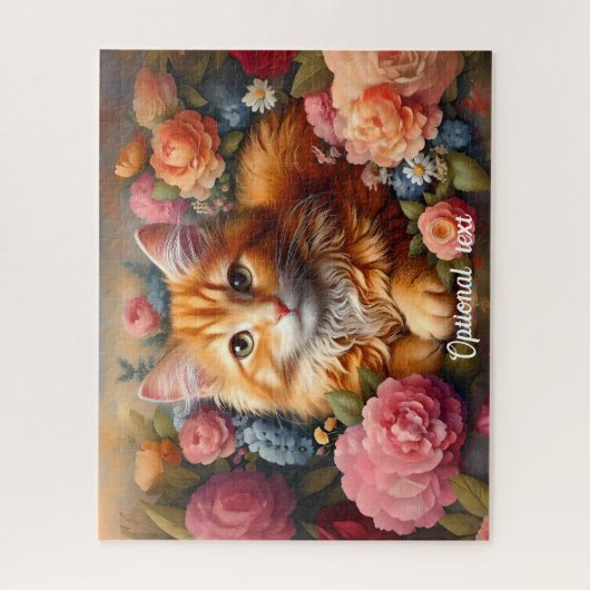 Beautiful Orange Tabby Cat und Blume Puzzle (Vertikal)