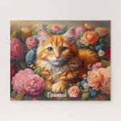 Beautiful Orange Tabby Cat und Blume Puzzle (Horizontal)