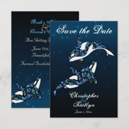 Beautiful Orca Whales Beach Wedding Save the Date Einladung
