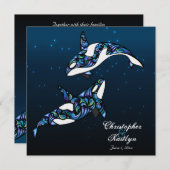Beautiful Orca Whales Wedding Einladung (Vorne/Hinten)