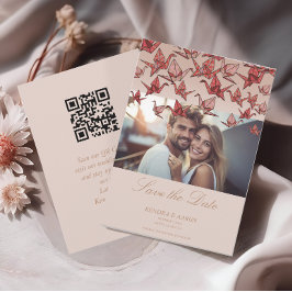 Beautiful Origami Paper Crane Foto QR Code Save The Date