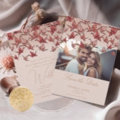Beautiful Origami Paper Crane Photo QR Code Save The Date