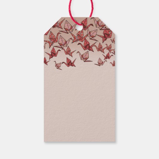 Beautiful Origami Paper Crane Red Vielen Dank Geschenkanhänger (Rückseite)