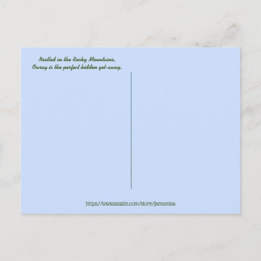 Beautiful Ouray, Colorado Postkarte (Rückseite)