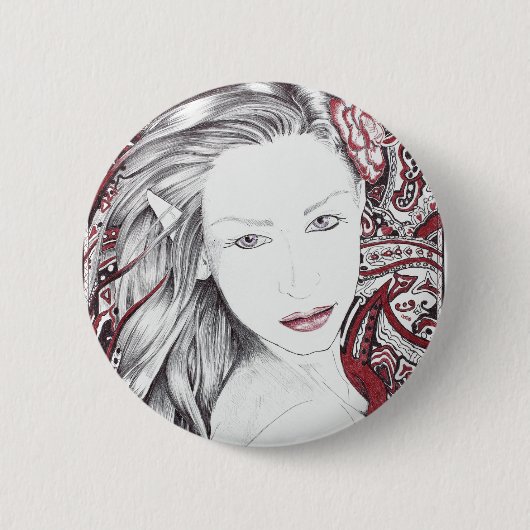 Beautiful Paisley Female Elf Button (Vorderseite)